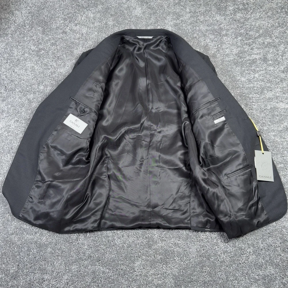 $1,545 CANALI TRAVEL WATER RESISTANT Black Wool Blazer 38 (EU 46) Tacking Stitch